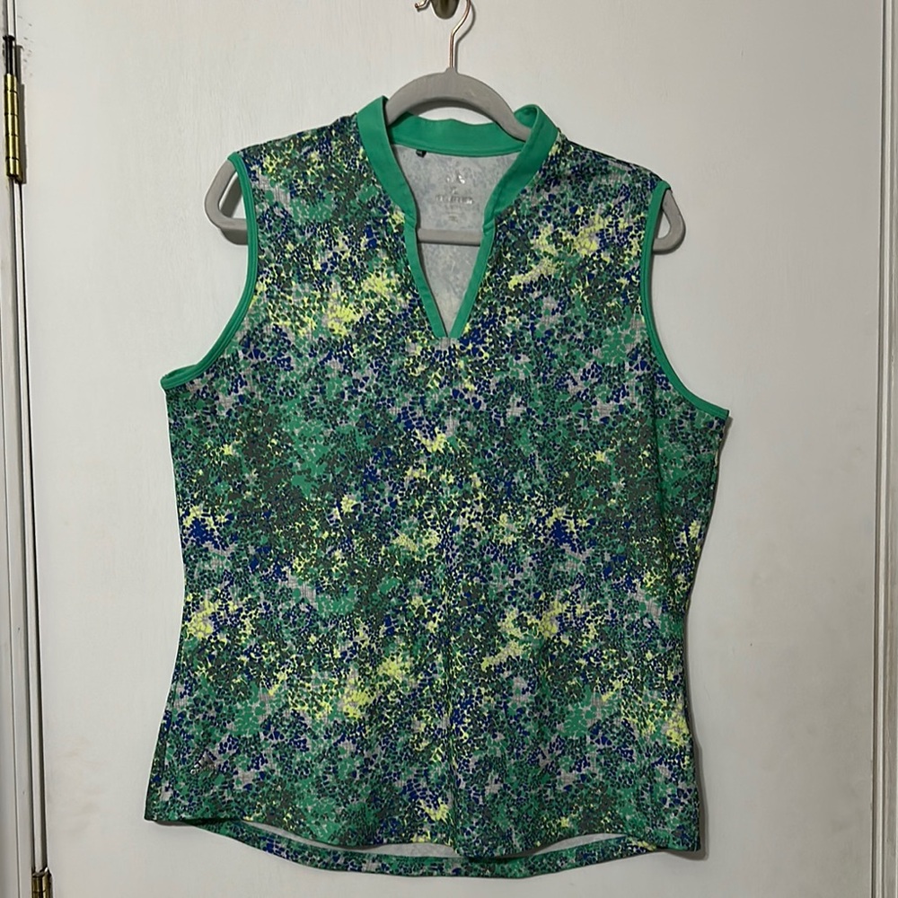 Green and Blue Sleeveless Women's GolfTop